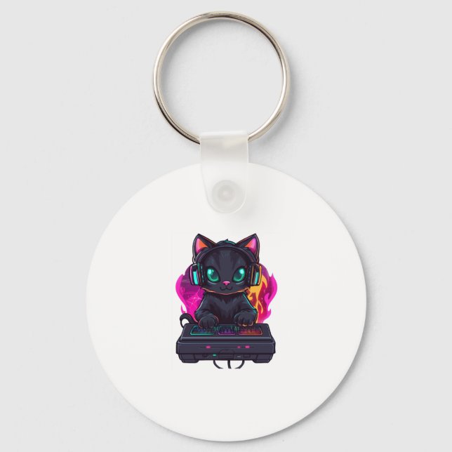  Spooky Gamer Cat Keychain (Front)