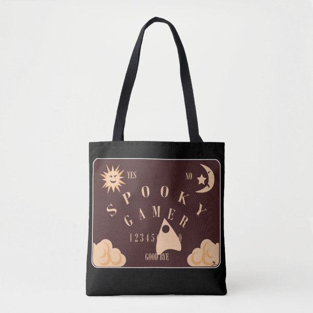 Spooky Gamer Fun Boardgame Illustration Tote Bag (Front)