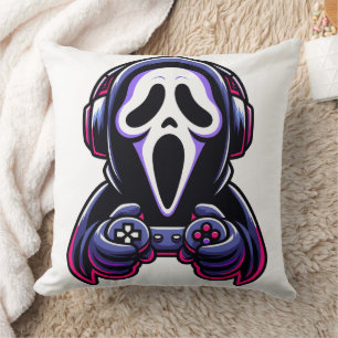 Spooky Gaming – Halloween Gamer Ghost Controller Throw Pillow