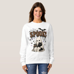 Spooky Ghost Black Cat Halloween Shirt, Funny Meh Sweatshirt