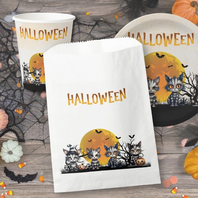 Spooky Ghost Black Striped Halloween Kittens   Favour Bag (Creator Uploaded)