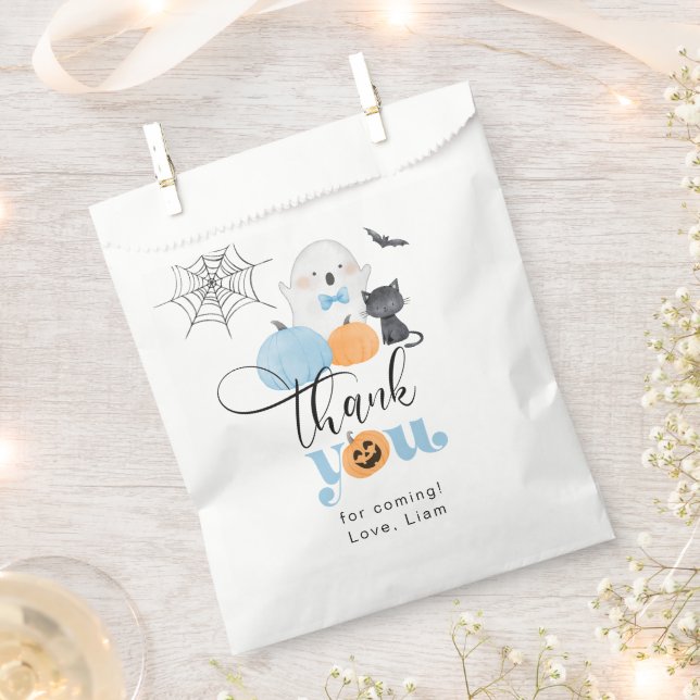 Spooky ghost blue Halloween birthday thank you Favour Bag (Clipped)