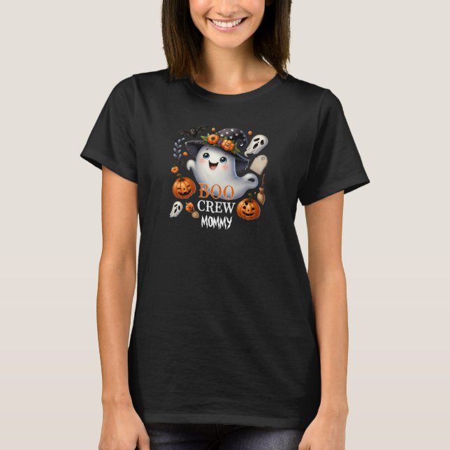 Spooky Ghost Boo Crew Halloween T-Shirt (Front)