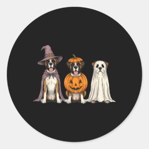 Spooky Ghost Boxer Dog Lover Pumpkin Halloween Classic Round Sticker