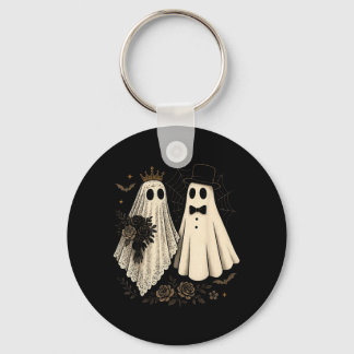 Spooky Ghost Bride And Groom Halloween Wedding Keychain