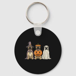 Spooky Ghost Bullmastiff Pumpkin Halloween Dog Keychain