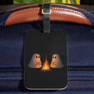 Spooky Ghost Campfire Night Forest Art - Halloween Luggage Tag