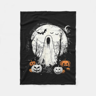 Spooky Ghost Costume Halloween Pumpkin Moon Spider Fleece Blanket