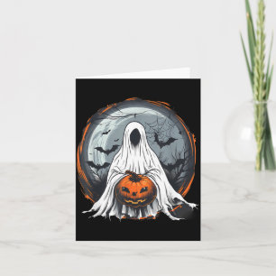 Spooky Ghost Costume Pumpkin Bats Spider Web Card