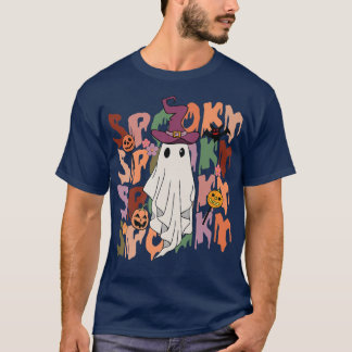 Spooky Ghost Costume Witch Groovy Vibes Hippie Hal T-Shirt