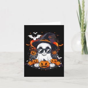 Spooky Ghost Costume Witchcraft Spider Web Pumpkin Card