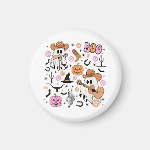 Spooky Ghost Cowboy Cute Halloween Boo Western Ret Magnet