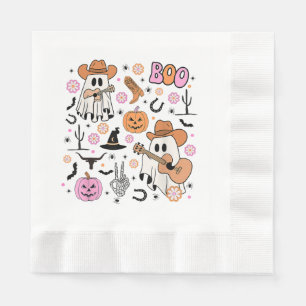 Spooky Ghost Cowboy Cute Halloween Boo Western Ret Napkin