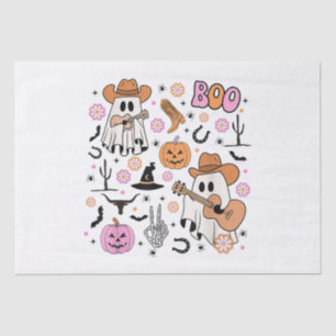 Spooky Ghost Cowboy Cute Halloween Boo Western Ret Tissue Paper