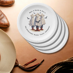 Spooky Ghost Cowboys Personalized Halloween Paper Plate