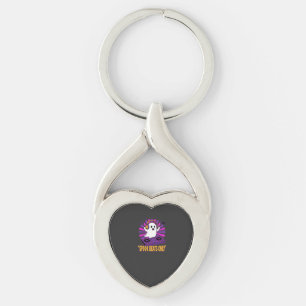 Spooky Ghost DJ Halloween Beats Design_1 Keychain