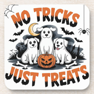 Spooky Ghost Dogs Cute Halloween Dog Design Coaster