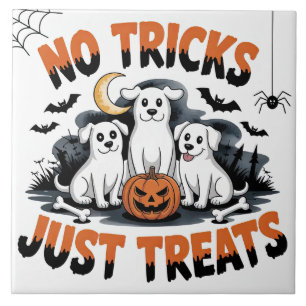 Spooky Ghost Dogs   Cute Halloween Dog Design Tile