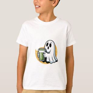Spooky Ghost Drinking Matcha Halloween T-Shirt