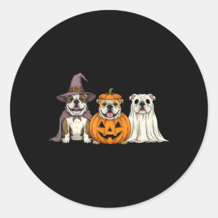 Spooky Ghost English Bulldog Pumpkin Halloween Dog Classic Round Sticker