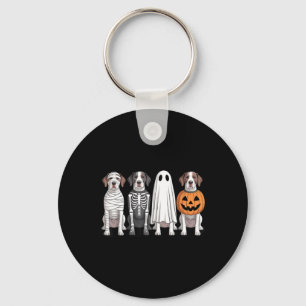 Spooky Ghost English Pointer Pumpkin Halloween Dog Keychain