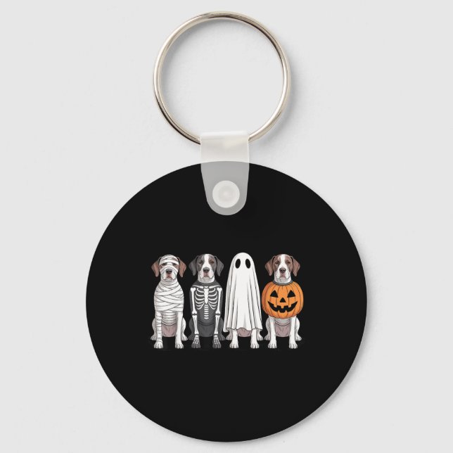 Spooky Ghost English Pointer Pumpkin Halloween Dog Keychain (Front)