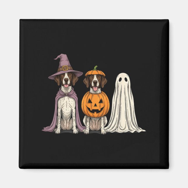 Spooky Ghost English Pointer Pumpkin Halloween Dog Magnet (Front)