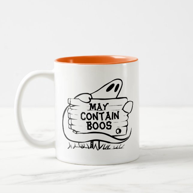 Spooky Ghost Funny Halloween Two-Tone Coffee Mug (Left)