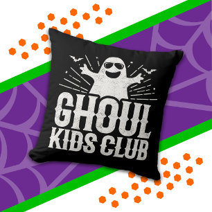 Spooky Ghost Ghoul Kids Club Funny Halloween Throw Pillow