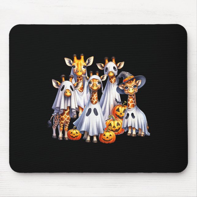 Spooky Ghost Giraffe Halloween Funny African Anima Mouse Pad (Front)