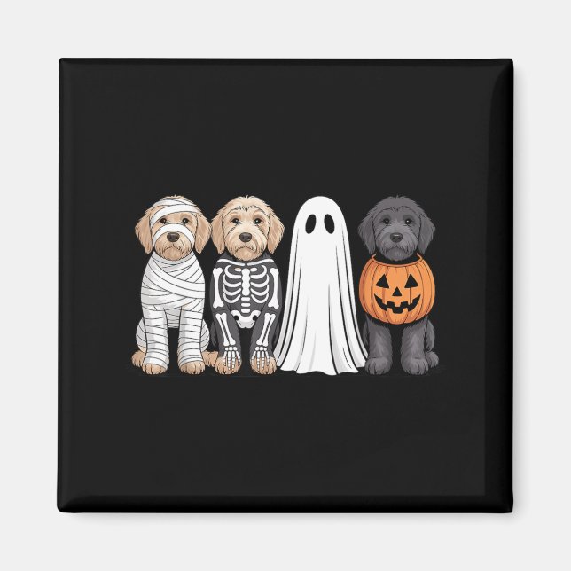 Spooky Ghost Goldendoodle Pumpkin Halloween Dog Magnet (Front)