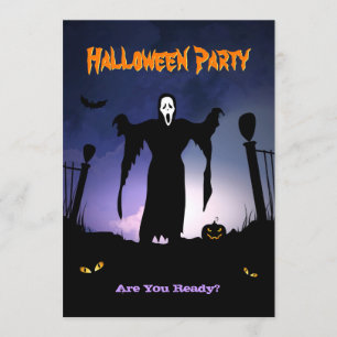 Spooky Ghost Graveyard Pumpkin Halloween Party Invitation