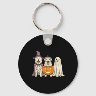 Spooky Ghost Great Pyrenees Pumpkin Halloween Dog Keychain