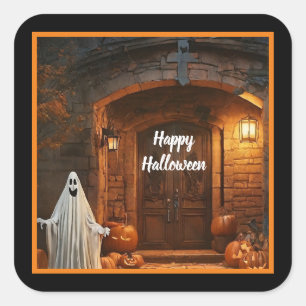 Spooky Ghost Halloween Collection Square Sticker