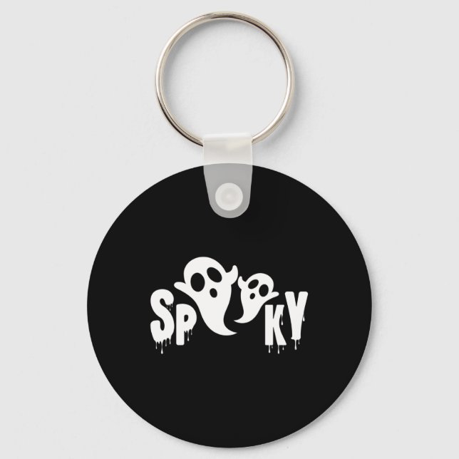 Spooky Ghost - Halloween Design  Keychain (Front)