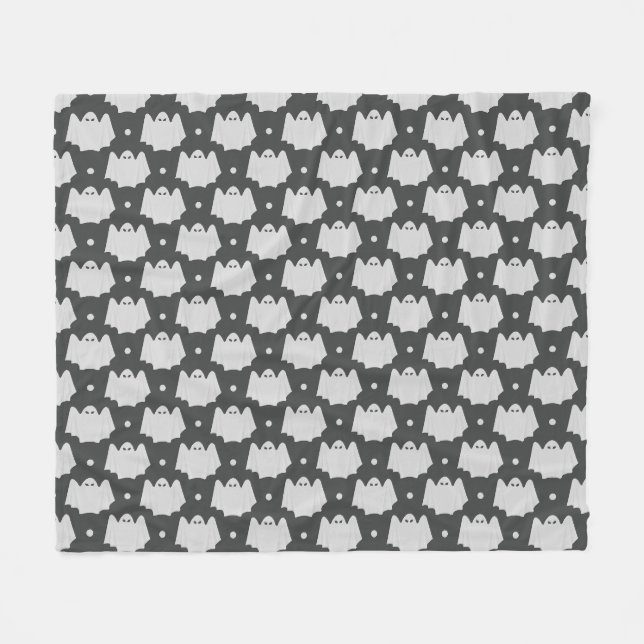 Spooky Ghost Halloween Fleece Blanket (Front (Horizontal))