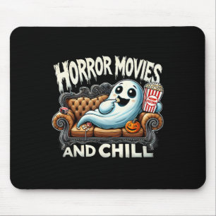 Spooky Ghost Halloween Horror Movies And Chill Mov Mouse Pad