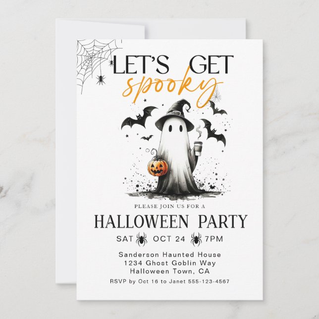  Spooky Ghost halloween party Invitation (Front)