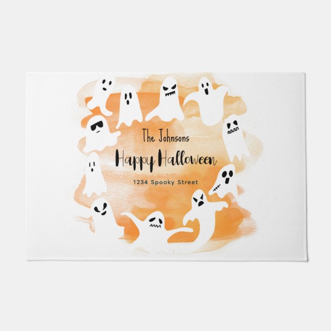 Spooky ghost Halloween party watercolor Foam Board Doormat (Front)