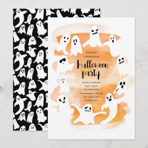 Spooky ghost Halloween party watercolor Holiday Card