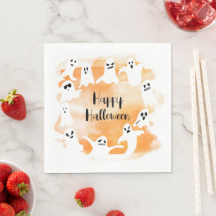 Spooky ghost Halloween party watercolor Napkin