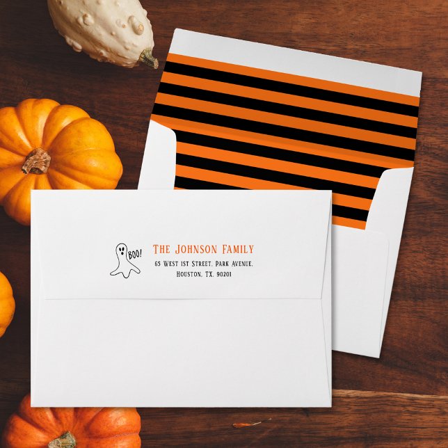Spooky Ghost Halloween Party White Return Address Envelope (Spooky Ghost Halloween Party White Return Address Envelope)