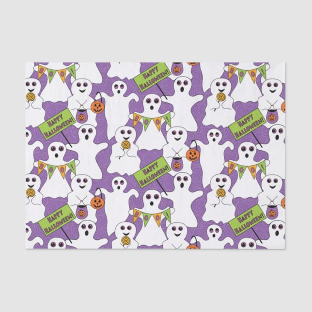Spooky Ghost Halloween Tissue Paper (Front)