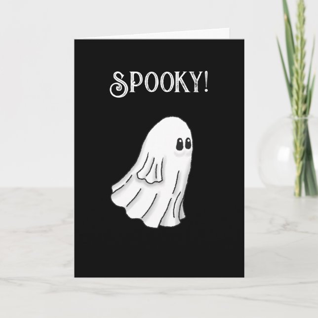Spooky Ghost Happy Halloween Card (Front)