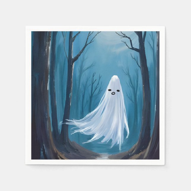 Spooky Ghost | Happy Halloween Party Napkin (Front)