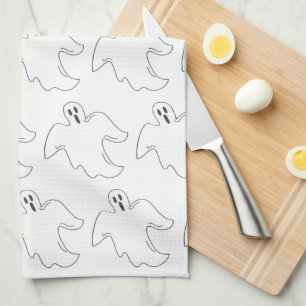 Spooky Ghost Haunted House Halloween Print Kitchen Towel