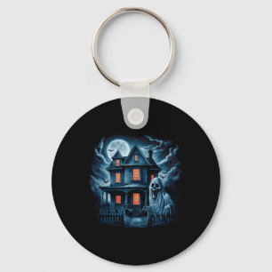 Spooky Ghost House Dark Horror Halloween Costume Keychain