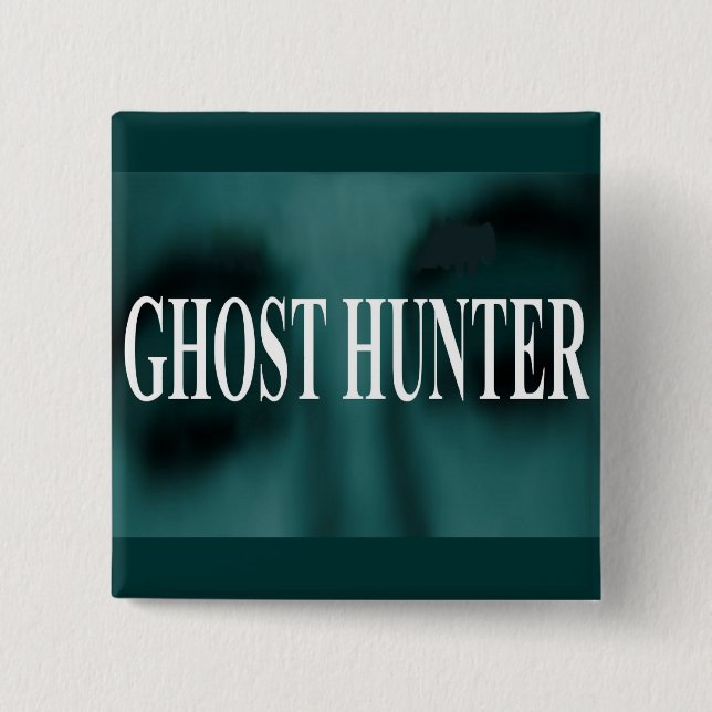 Spooky Ghost Hunter 2 Inch Square Button (Front)