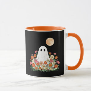 Spooky Ghost in Flowers Halloween Mug
