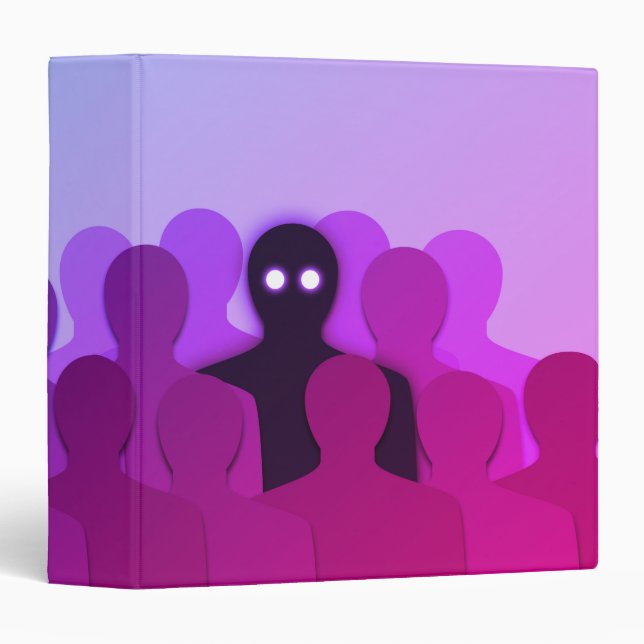 Spooky Ghost In People Crowd Horror Art Binder (Front/Spine)